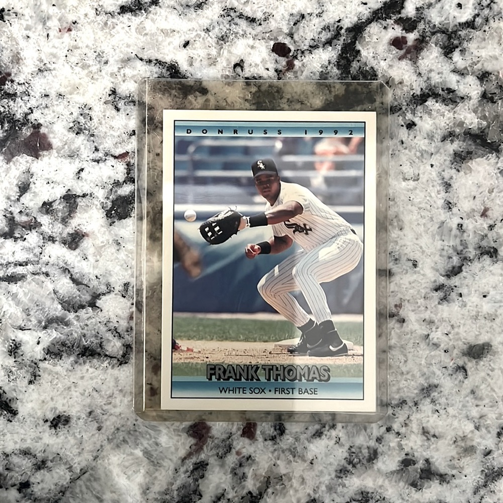 1991 Ultra Rare Donruss Frank Thomas baseball card with no dot after INK error.